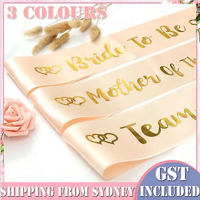 3 Colours Gold Team Bride Hens Party Sash Sashes Night Bachelorette Bridal AUS • $3.24