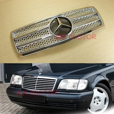 Front Grille ABS Chrome Frame + Silver For M-Benz S-Class W140 92-99 Sedan 4Door • $189.90