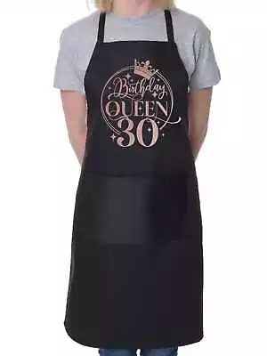 Birthday Queen 30 Ladies Apron 30th Birthday Gift Cooking Rose Gold Design • £10.95
