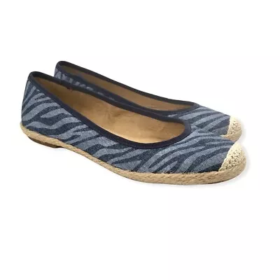 MICHELLE D Flats Size 6.5 M Macee Blue Zebra Animal Print Slip On Rope Sole • $18