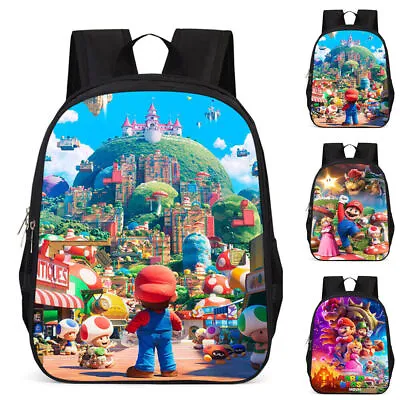 Kids Backpack Cartoon Super Mario Bros School Bags Lightweight Travel Rucksacks▽ • £14.46