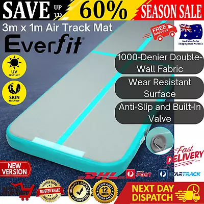 Everfit 3M Air Track Gymnastics Tumbling Exercise Cheerleading Mat Inflatable AU • $122.46