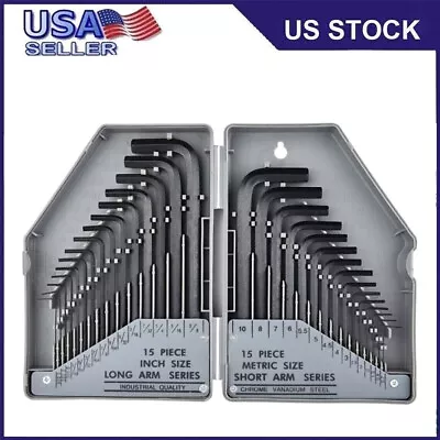 30-Piece Hex Key Wrench Set Premium Allen Wrench Set (0.028-3/8 Inch 0.7-10mm) • $13.99