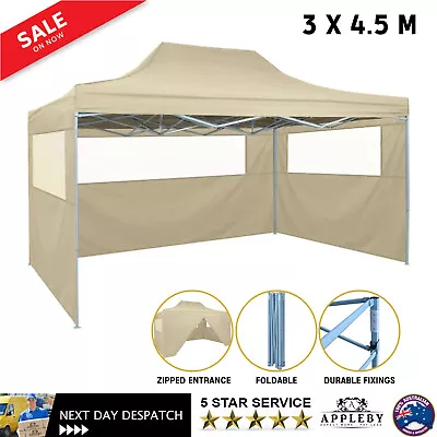 Folding Pop Up Tent With Side Walls 3x4.5m Party Event Shelter Waterproof Gazebo • $194.28