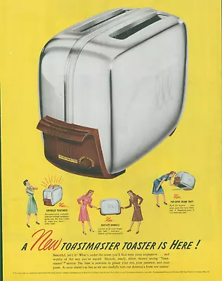1947 Toastmaster Toaster MCM Superflex Toastimer Women Vtg Print Ad C18 • $11.99
