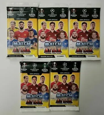 2021-22 Topps Match Attax Champions League 5 Packs (60 Cards) 12 Cards Per Pack • $11.99