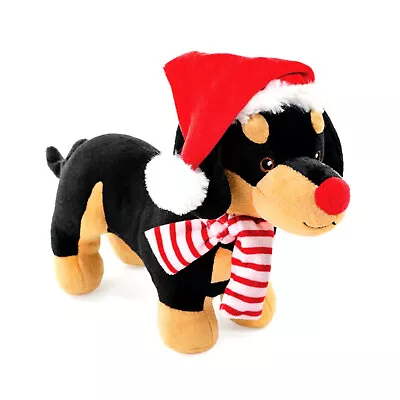 Christmas Snuggle Buddie Dachshund With Multicoloured Scarf 22cm Plush Dog Toy • $14.13