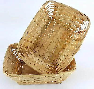 2 Pack Lot Rectangular Wicker Basket Rattan Woven Plain 4  X 7  X 10   • $7.97