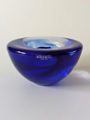 Kosta Boda Atoll Votive Bowl Cobalt Blue Anna Ehrner Swedish Glassworks Ocean • $54.95