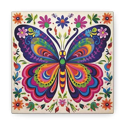 Otomi Butterfly Print Mexican Folk Art Talavera Kitchen Tenango Style Canvas • $29.99