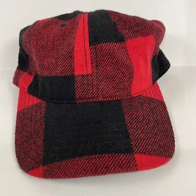 No Boundaries Juniors Red Buffalo Plaid Adjustable Baseball Cap Hat One Size • $18.88