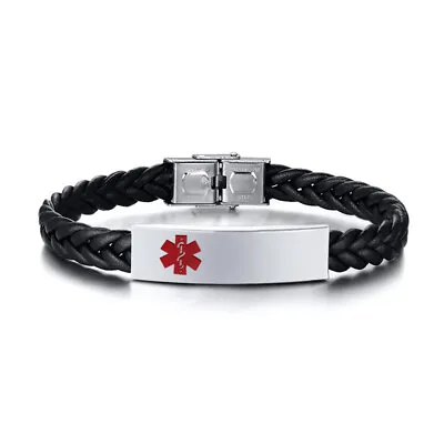 Women Men Personalized Medical Alert ID Bracelet Braided Emergency Wristband • $7.99