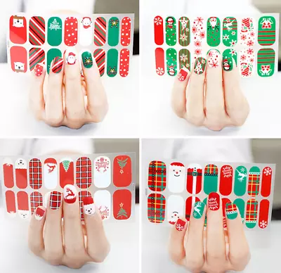 Christmas Nail Wrap Stickers Glitter Manicure Santa Art Press Décor Strip NH21 • $2.49