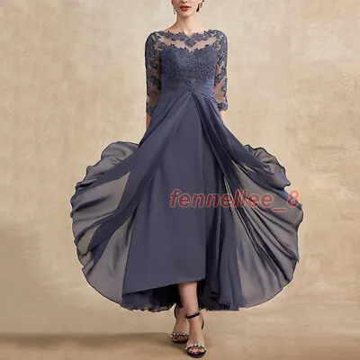 Fashion Bridal Half Sleeves High Low Mother Of The Bride Dress Lace Chiffon • $90.86