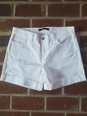 J Brand White Denim Jean Shorts Cuffed Distressed NWOT SIZE 27 • $22