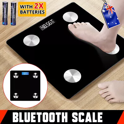 Electronic Digital Bathroom Scales Body Fat Bluetooth Scale Weight LCD Monitor • $22.95