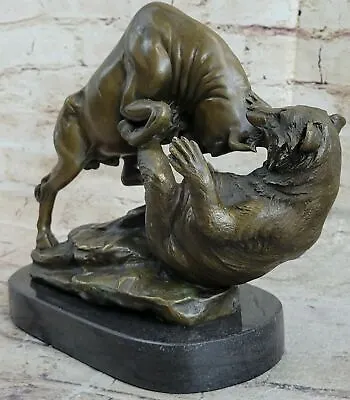 Wall Street Bronze Bull And Bear Fight Statue Sculpture Figure HotCast Art SALE • $359