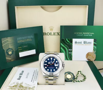 ROLEX 40mm Platinum & Stainless Steel YachtMaster Blue Dial 126622 - SANT BLANC • $15450