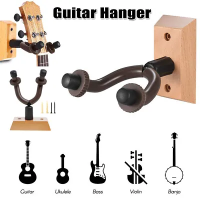 Universal Wall Mount Guitar Hanger Wooden Hook Stand Ukulele  Bass Violin Banjo • $6.79