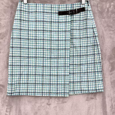 Boden Women's 4R Mallalieu's British Tweed Blue Houndstooth Wool Kilt Wrap Skirt • $49.99