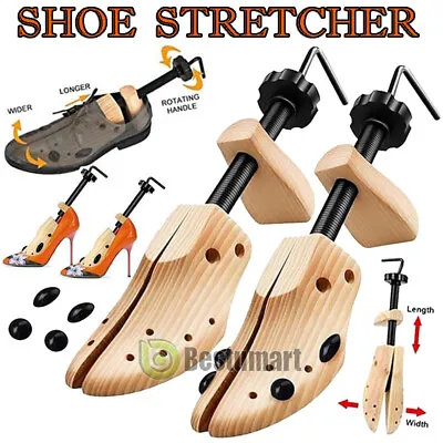 1-2PC Men Women 2-way Wooden Adjustable Boot Shoe Stretcher Expander Shaper Tree • $18.99