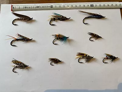 Vintage Salmon Flies Singles Dressed Fly Fishing X 10 Lot 4 • $12.45