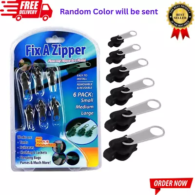 £3.79 • Buy 6PCS Fix A Zipper Zip Slider Puller Rescue Instant Repair Replacement Durable UK