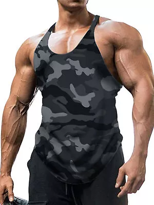 Men's Muscle Tank Tops Gym Tank Top Athletic Y-Back Fitness Bodybuilding Shirt • $9.67