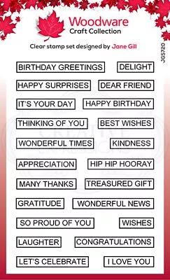 £7.60 • Buy Woodware Word Fragments Sentiment Greetings Clear Stamp Set Birthday Card Making