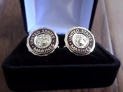 U.s Military Marine Corps Cufflinks With Jewelry Box 1 Set Usmc Cuff Links Boxed • $14.95