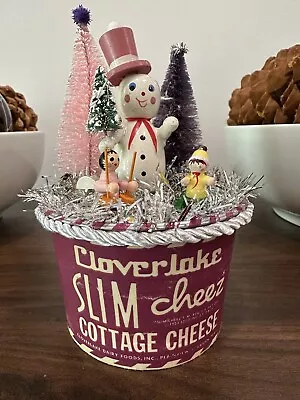 Vintage Kitsch Christmas Holiday Decor- Cottage Cheese Snowman • $42