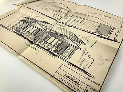 1977 MCM Mid Century Modern House Design Home Sketch Outline Ontario BB950 • $124.50