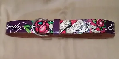 Ed Hardy Eternal Love Leather Belt Size Small With Skull Graphics • $69