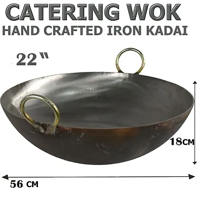 Iron Wok Kadai Karahi Iron Balti Dish Indian With Handles Heavy Duty • £39.99
