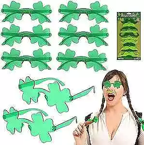  8pcs St. Patrick's Day And 12pcs Simulation Mustache Set Shamrock Sunglasses • $14.36