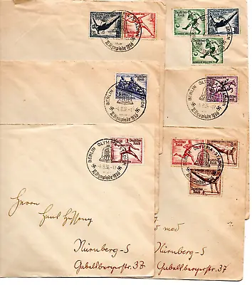 Stamps Germany Lot Of 6 FDC Olympic Games Berlin 1936 • $30