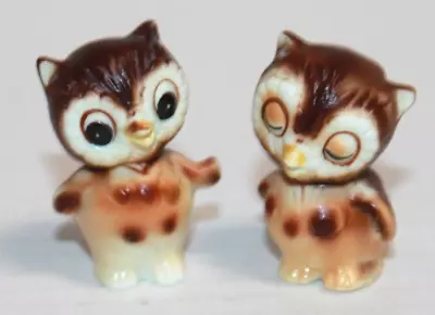 Vintage Set 2 Mini Bone China Owl Figurines • $6.99