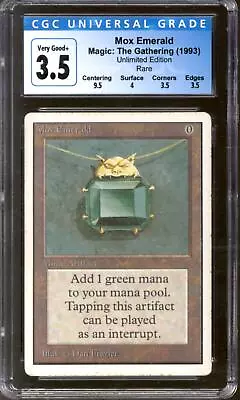 Magic MTG Unlimited Mox Emerald CGC 3.5 HEAVILY PLAYED (HP) • $3707.95