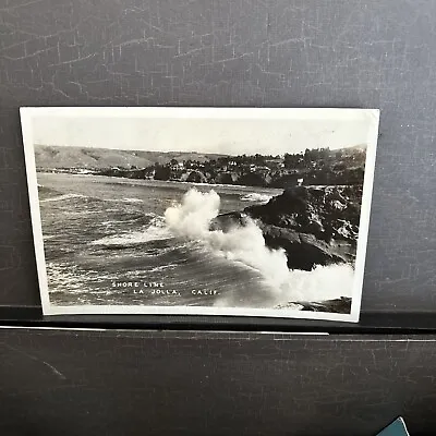 AZO RPPC Postcard La Jolla California CA Shore Line Shoreline Real Photo 1944 • $19.99