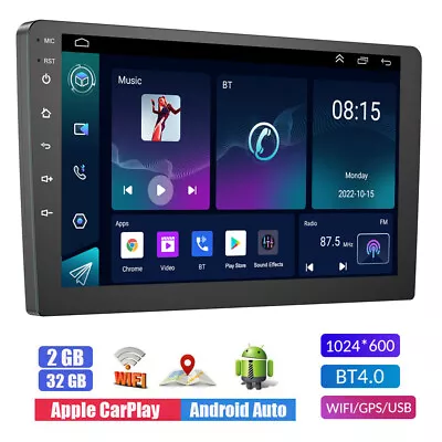 10.1  Car Stereo Radio Double Din Apple Carplay Android 13 GPS WiFi Touch Screen • $60.96