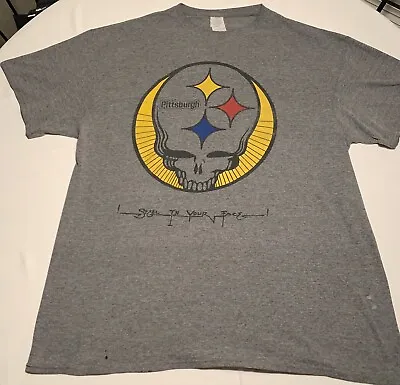 Pittsburgh Steelers Grateful Dead T-shirt XL Gray SS Steel Town Your Face • $17