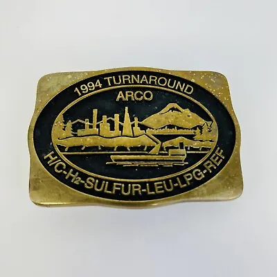 ARCO 1994 Turnaround Gas Oil Belt Buckle Handmade Solid Brass Anacortes Alaska • $16.99