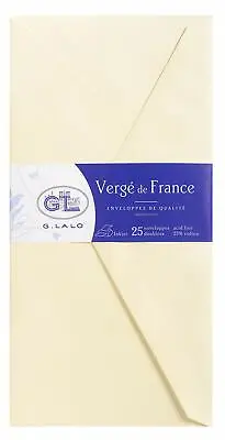 G. Lalo Verge De France Ivory DL Gummed Envelopes 4.25  X 8.5  25 Pack • $20.20