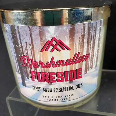 Bath & Body Works MARSHMALLOW FIRESIDE 3 Wick CANDLE 14.5 Oz. Cedarwood • $21.50