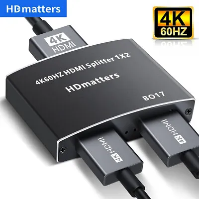 1X2 HDMI 2.0 Splitter 4K 60Hz 1 In 2 Out Video Splitter Distributor For PS5 Xbox • $23.97