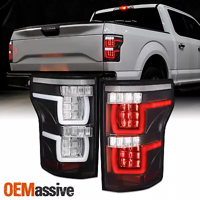 For 15-17 Ford F150 [Dual U-LED Tube] Tail Light Rear Brake Lamp Black Lens • $129.99