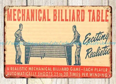 Mechanical Billiard Table BILLIARD GAMES Toy Metal Tin Sign Front Garage Design • $18.99