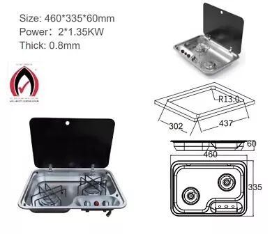 Euro Grand 2 Burner Stove  Cooktop For Caravan RV  LPG Gas Hob With Gas Approval • $350