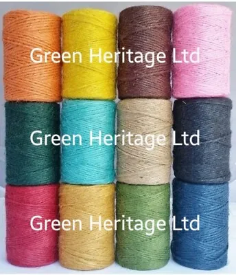 1m-500m 3 Ply Coloured Jute Twine Gift Garden Burlap Craft String Cord UK Made • £2.49