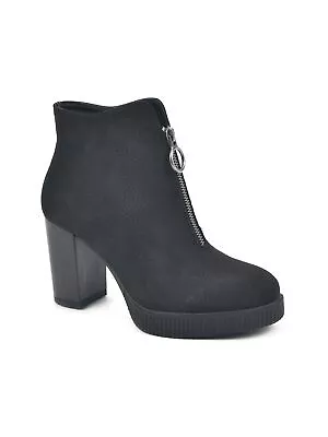 WHITE MOUNTAIN Womens Black Thoughtful Round Toe Block Heel Zip-Up Booties 9 M • $20.99